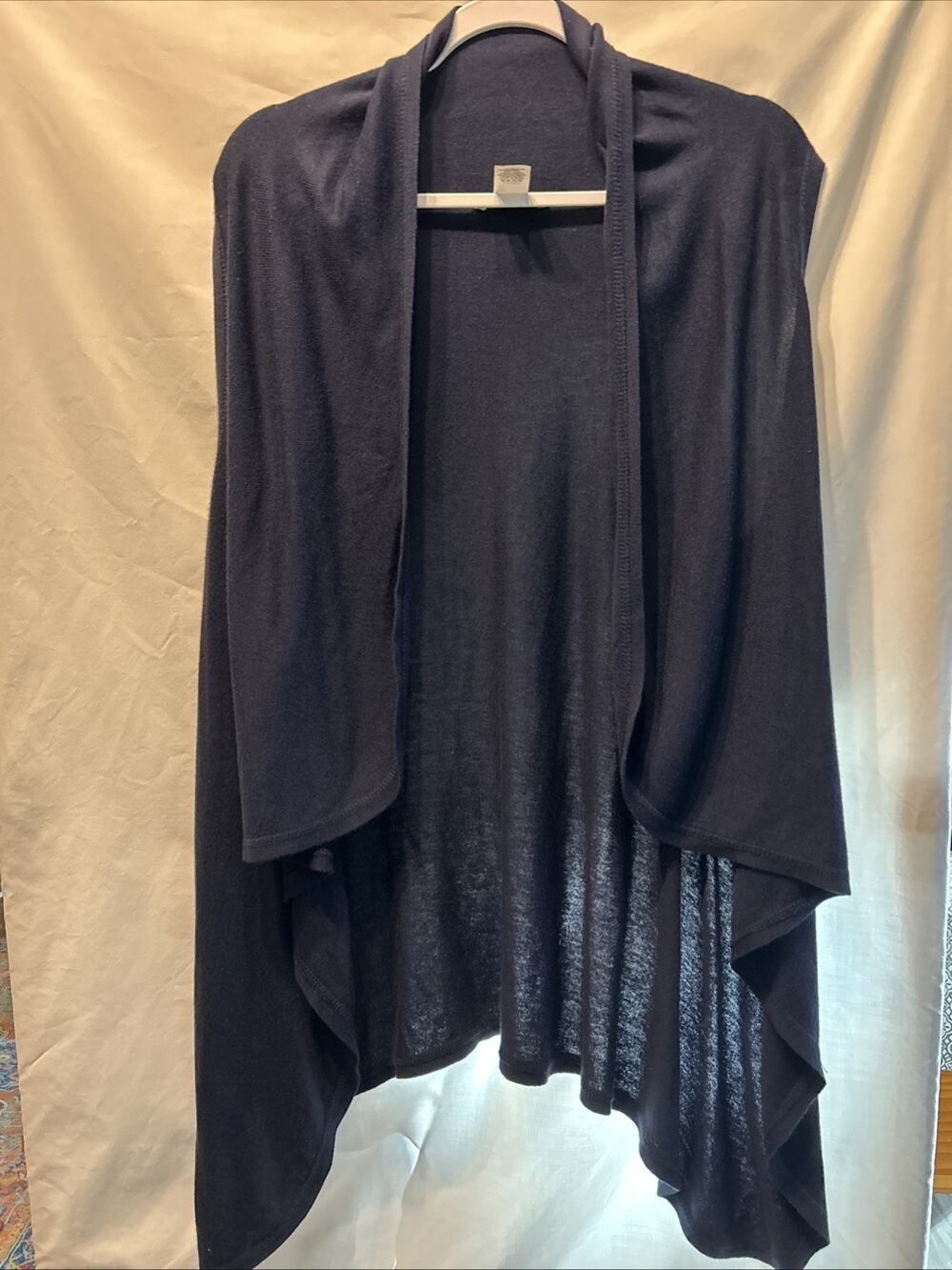 Coldwater Creek Waterfall Vest One Size Sharkbite Navy Draped Open Front Knit
